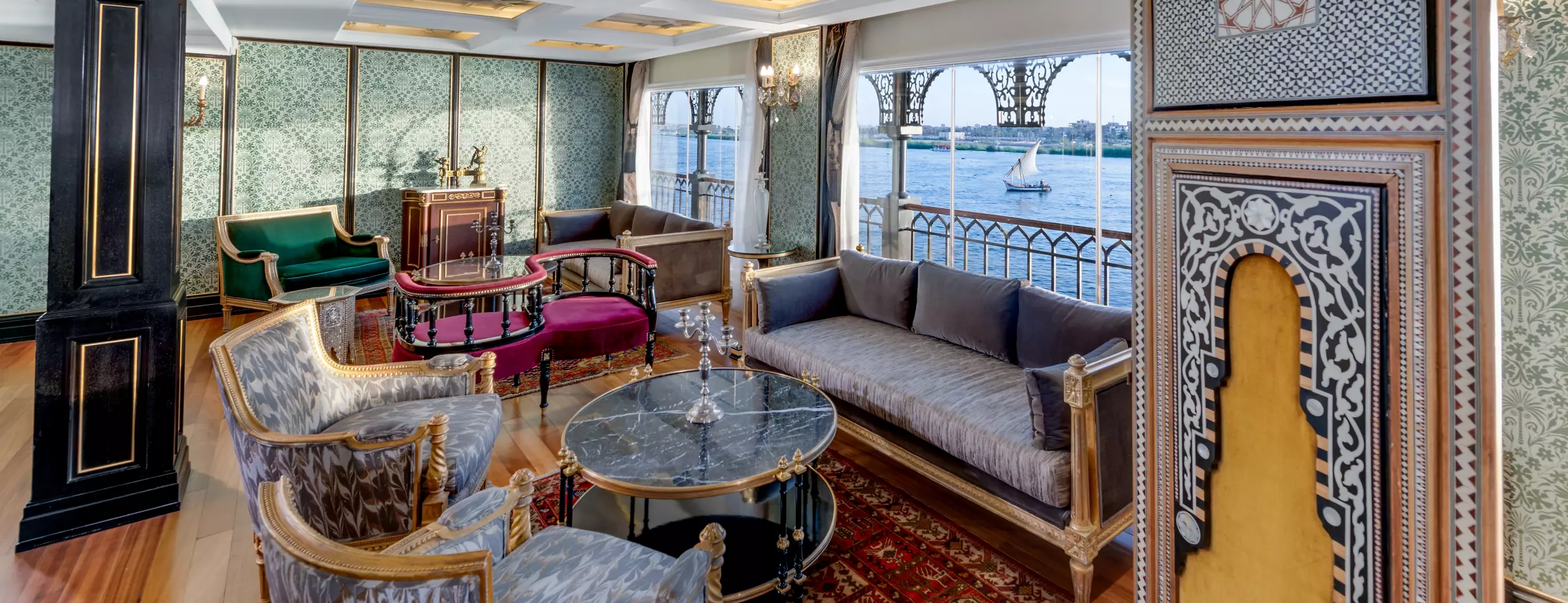 Lounge aboard the Mövenpick SS Misr Nile cruise